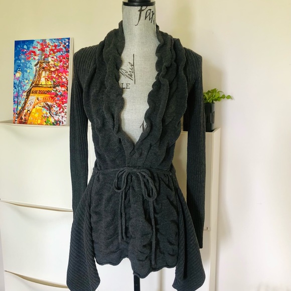 Stretchable Open Front Shaped Knit Cardigan - Picture 2 of 13